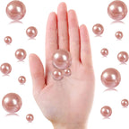 Pearl Beads for Vase Filler 160 Pieces No Hole Makeup Pearls Beads for Brushes Holder for Home Wedding Christmas Decor, 10/14/20mm(Rose Gold)