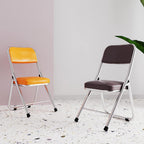 Portable Metal Frame Folding Seat with Back Support Compact and Stylish Folding Chair(Yellow)
