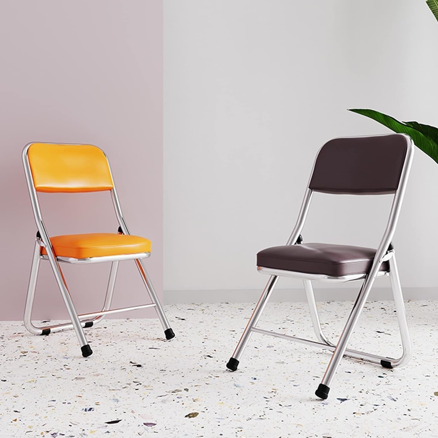 Portable Metal Frame Folding Seat with Back Support Compact and Stylish Folding Chair(Yellow)