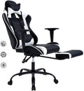 HCB Gaming Chair, Computer Office Chair, Ergonomic Desk Chair Height Adjustable Recliner Swivel High Back with Lumbar Support, Footrest, Headrest, Racing Style （White）