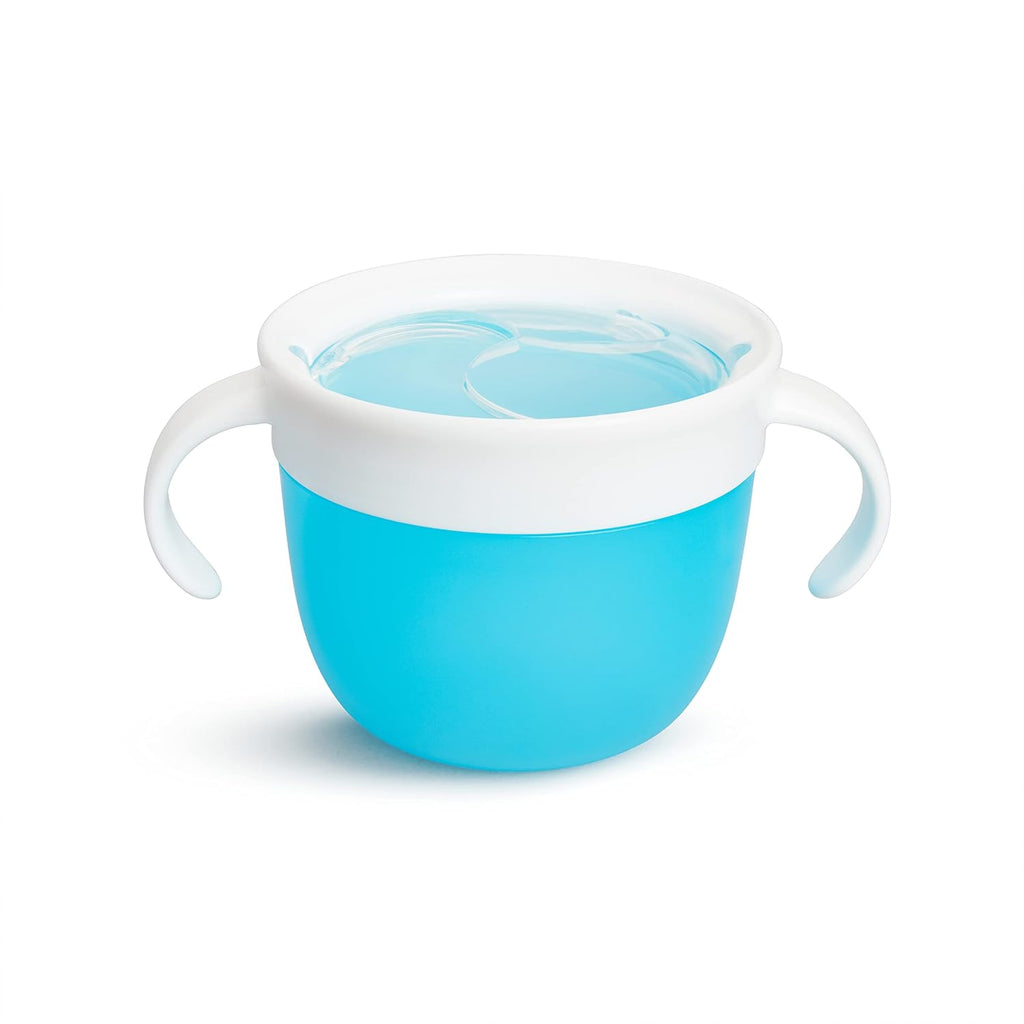 Munchkin® Snack™ Catcher Toddler Snack Cups, 2 Pack, Blue/Green & Miracle® 360 Trainer Sippy Cup with Handles, Spill Proof, 7 Ounce, 2 Pack, Pink/Purple