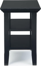 SIMPLIHOME Acadian Solid Wood 14 inch Wide Transitional-Style Narrow Side Tables in Black for the Living Room and Bedroom (Set of 2)