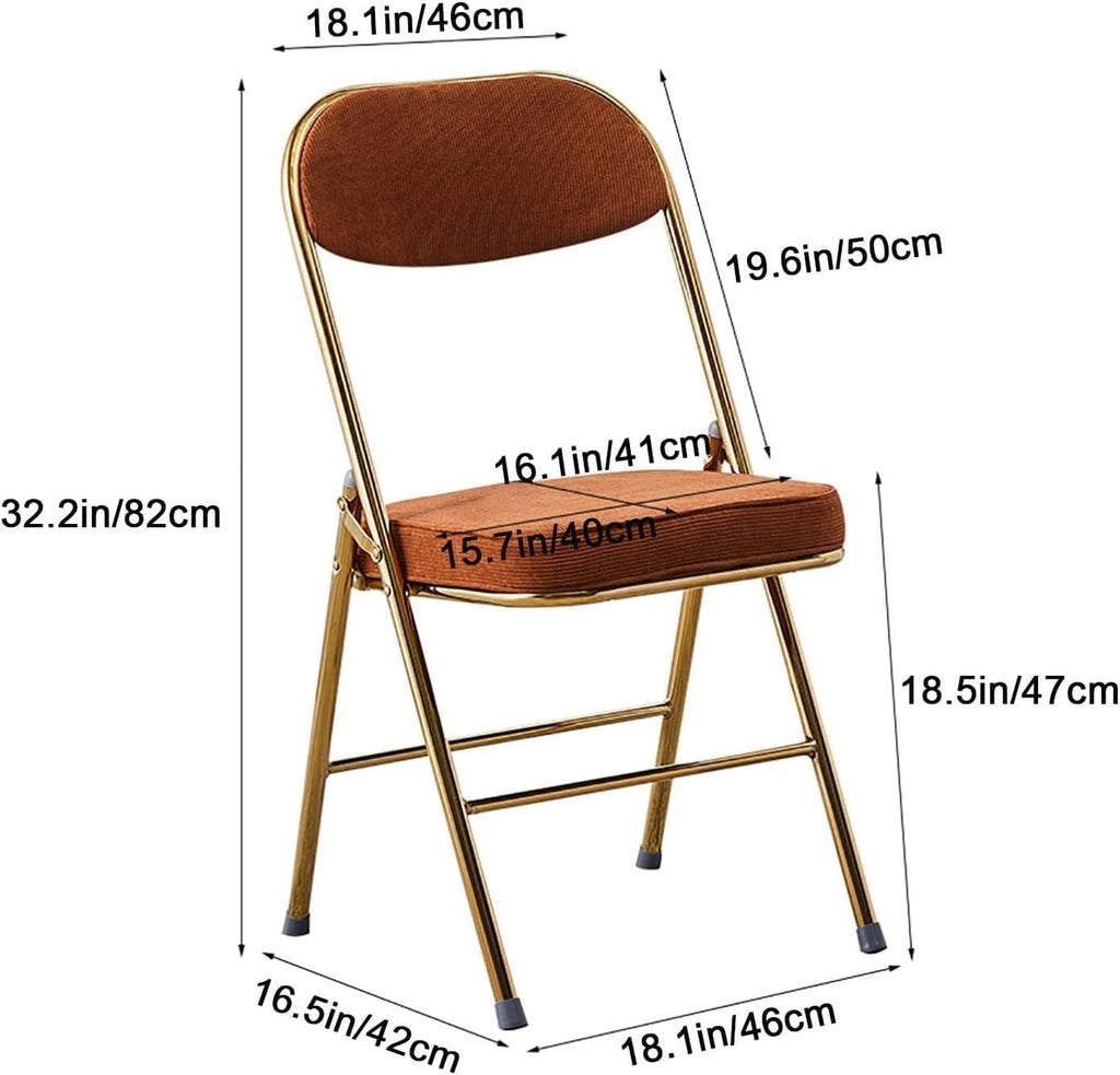 Portable Folding Chairs with Padded Cushion for Comfort Back Support and Durability Ideal for Home Office Indoor and Outdoor Events(Corduroy+Green)