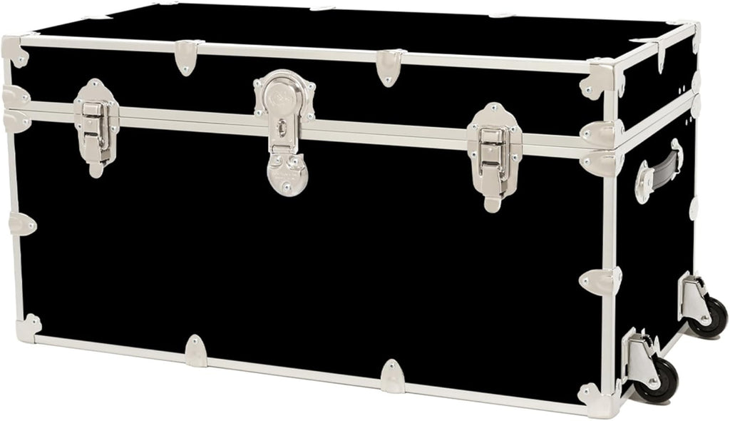 Rhino Trunk & Case Classic XXL Home Storage & College Trunk With Wheels - 36”x18”x18”, Seats 1500+ lbs, Soft-Close Lid. USA Made Secure Dorm Furniture, Organization, Steamer Style Blanket Chest