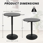 NOBPEINT Round Pub Table, Height Adjustable Bar Table, 360 Swivel Top, Cocktail Table with Black Metal Base for Bar, Bistro, Café, Full Black