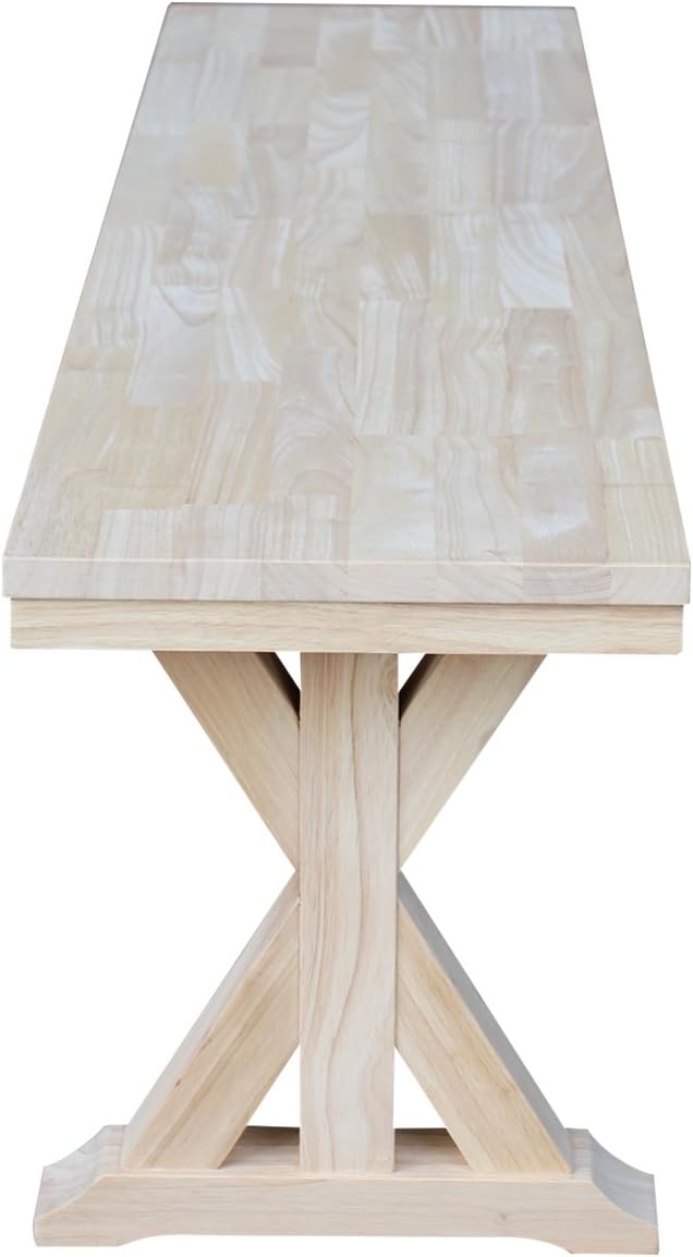 IC International Concepts, Canyon Collection Solid Bench, Solid Real Wood, Sturdy Parawood, Entryway/Dining/Living, 60"W x 14.56"D x 18"H, 450 lbs Weight Capacity, Paint/Stain Ready, Unfinished