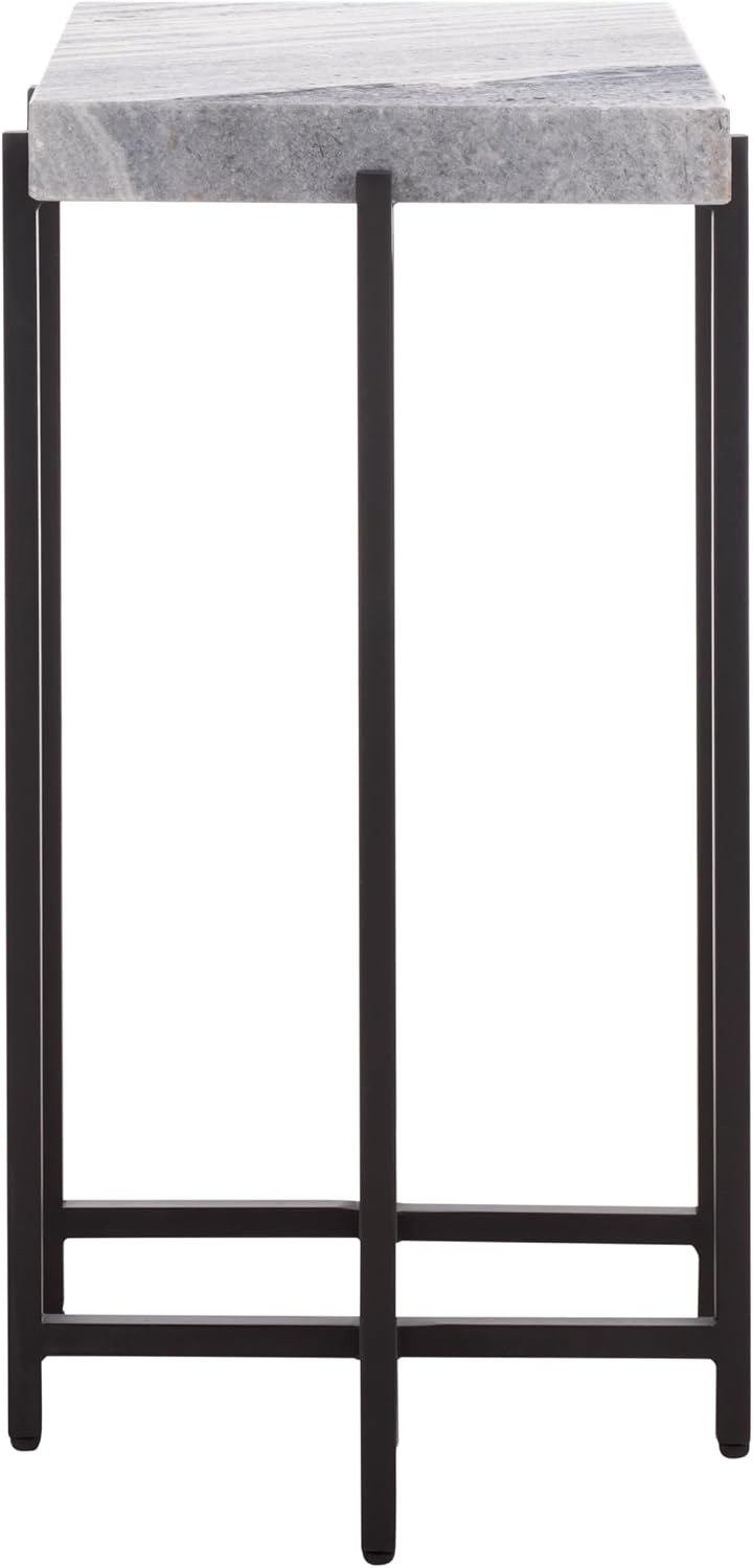 SAFAVIEH Home Collection - Aloha Side Table with Grey Marble Top & Black Iron Base, Modern Accent Table, Fully Assembled (ACC3748A)