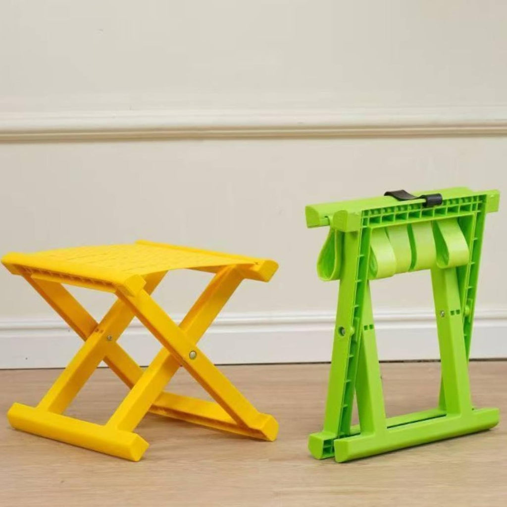 Foldable Seat Portable Folding Stool Chair Travel Stool Stable PP Construction Lightweight for Easy Carrying Waterproof Surface Suitable for Camping, Yellow