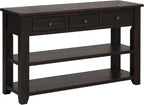 RuiSiSi 48” Console Table with 3 Drawers and 2 Shelves, Farmhouse Wood Sofa Table for Living Room, Entryway, Hallway, Distressed Black