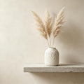 White Ceramic Flower Vase, 6 Inch Modern Vases Home Decor, White Ribbed Vases for Flowers,Pampas Grass Vase for Centerpieces Living Room Table Entryway Shelf (Small)