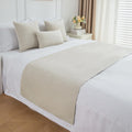 Chenille Bed Runner Soft Solid Color Bed Scarf for Twin Queen King Size Bed, Modern Minimalist, 12 Colors, 4 Sizes, Matching Pillow Covers Optional-White||2Pillowcase 30x50