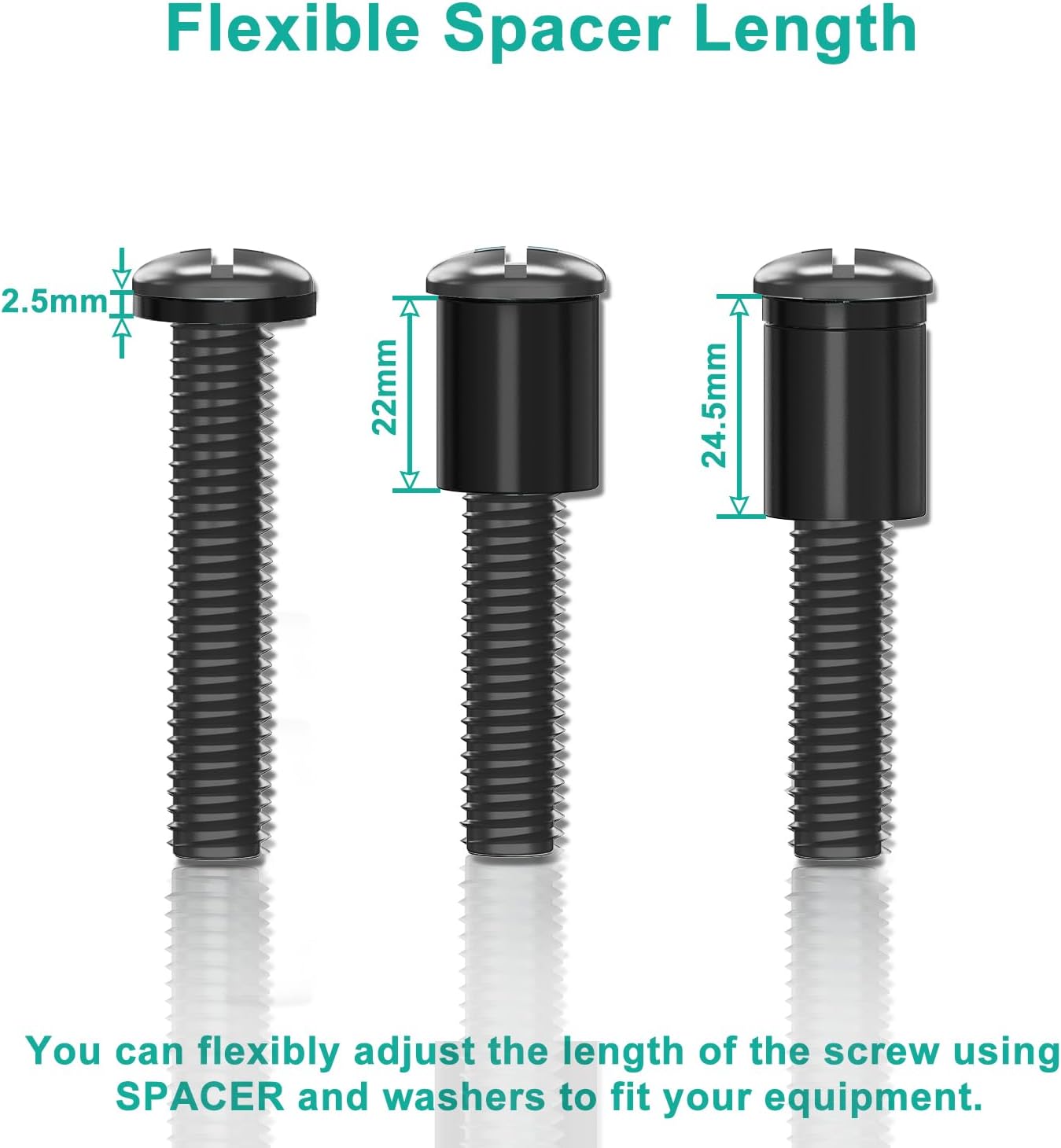 WALI Universal TV Mounting Hardware Kit Set Includes M4 M5 M6 M8 TV Screws and Spacer Fit Most TVs up to 80 inch (UVSP), Black