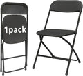 1 Pack Black Plastic Folding Chair,Portable,Set of 1,Heavy-Duty Commercial Seats with Steel Frame, 350 lb Capacity, for Indoor & Outdoor Events, Banquet, Party, Dinning, Work