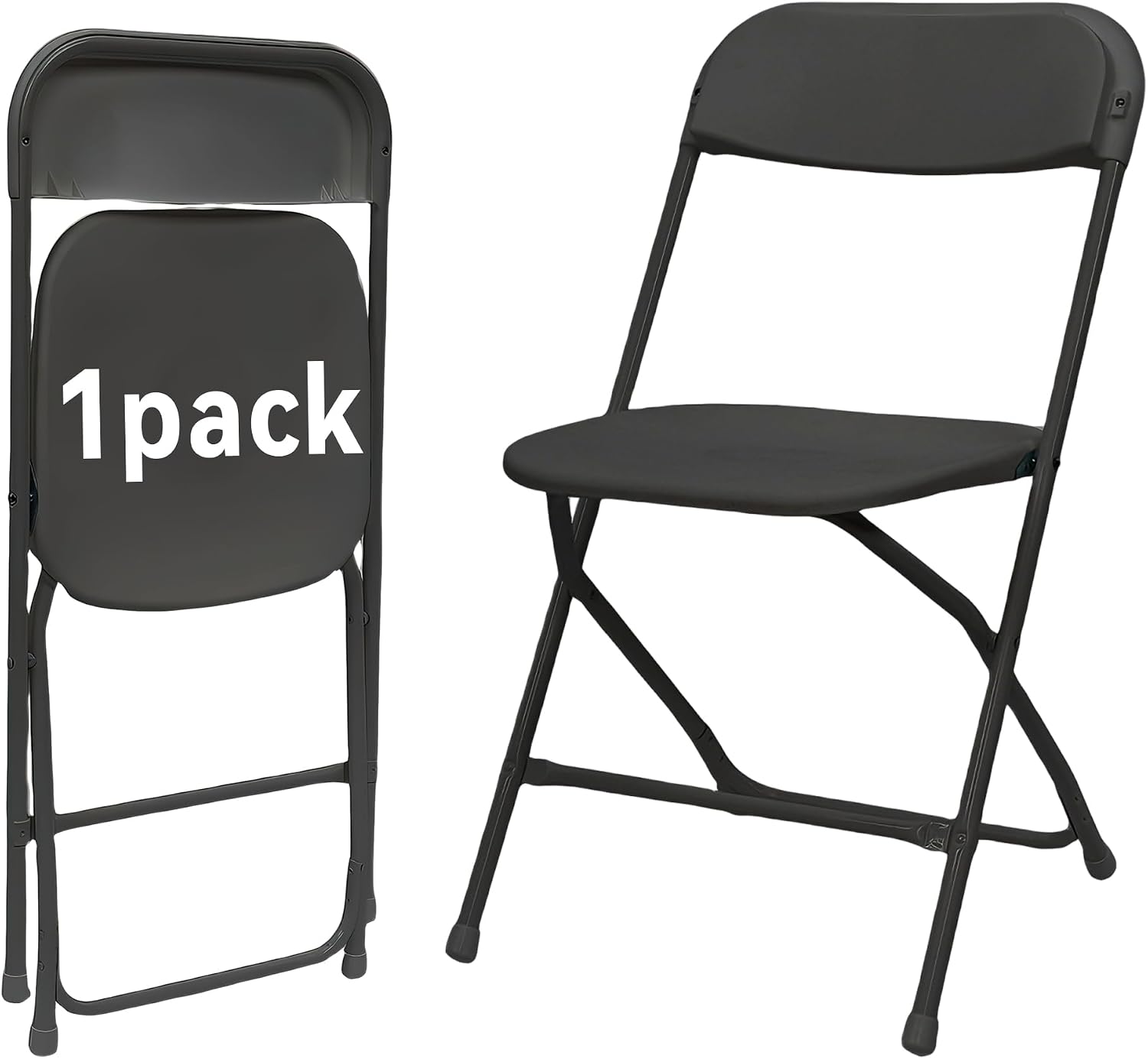 1 Pack Black Plastic Folding Chair,Portable,Set of 1,Heavy-Duty Commercial Seats with Steel Frame, 350 lb Capacity, for Indoor & Outdoor Events, Banquet, Party, Dinning, Work