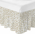 Bed Skirt Cream Leopard Print Bedskirt 18 Inch Drop Animal Fur Skin Adjustable Elastic Wrap Around Bed Skirts Dust Ruffle for Queen Size Bed Frame Cover Bedroom Decor