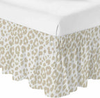 Bed Skirt Cream Leopard Print Bedskirt 18 Inch Drop Animal Fur Skin Adjustable Elastic Wrap Around Bed Skirts Dust Ruffle for Queen Size Bed Frame Cover Bedroom Decor