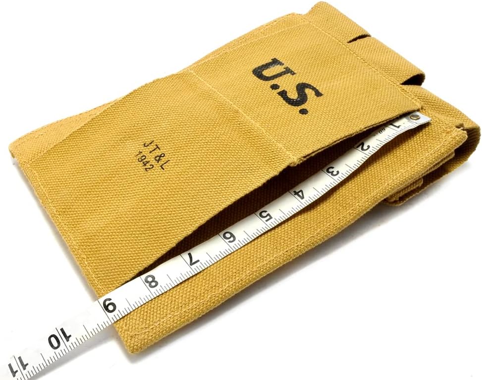 US WW2 Thompson 3 Cell Magazine Pouch Marked JT&L 1942 Khaki