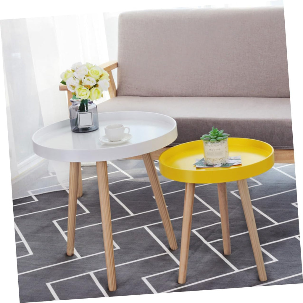 Veemoon Nordic Style Small Round Side Table White Mini Coffee Accent Table for Sofa and Bedside Indoor Balcony Use