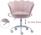 chairus Cute Kids Desk Chair Velvet Living Room Accent Armchair Upholstered Teens Vanity Chair with Seashell Back, Adjustable Swivel Children Study Chair for Computer Homework, Pink