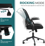 Home Office Chair Ergonomic Desk Chair Mesh Computer Chair Modern Height Adjustable Swivel Chair with Lumbar Support/Flip-up Arms, Black