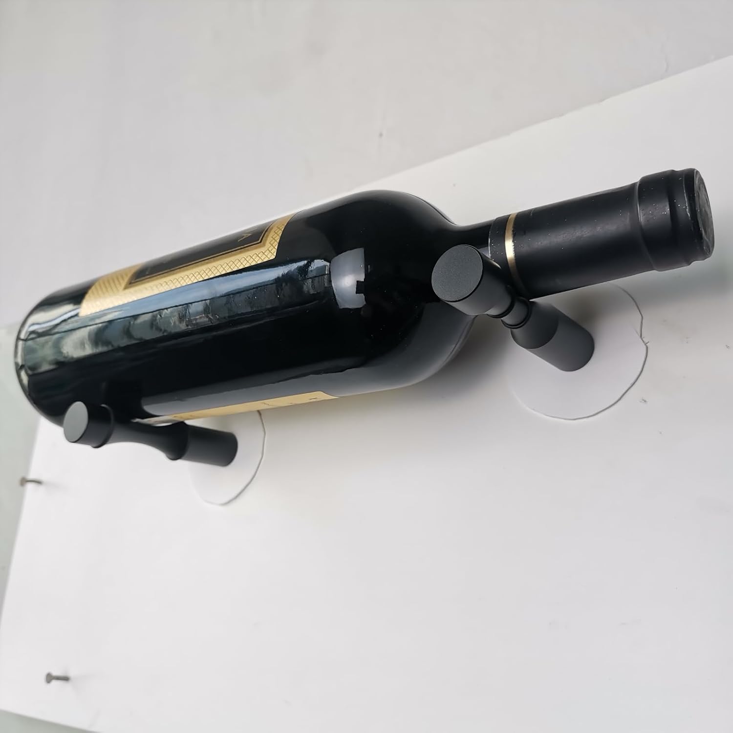 Wine Rack Wall Mounted 5 Bottle Matte Black Metal Vino Pins Single Display Pegs System for Wine Bottles (Matte Black)