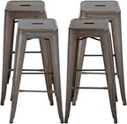 FDW 30 Inches Bar Stools Set of 4 Bar Stools Counter Height Metal Stool Patio Stool Stackable Barstools Kitchen Counter Stool Indoor/Outdoor Stool Metal Bar Stools Moden Dining Chairs