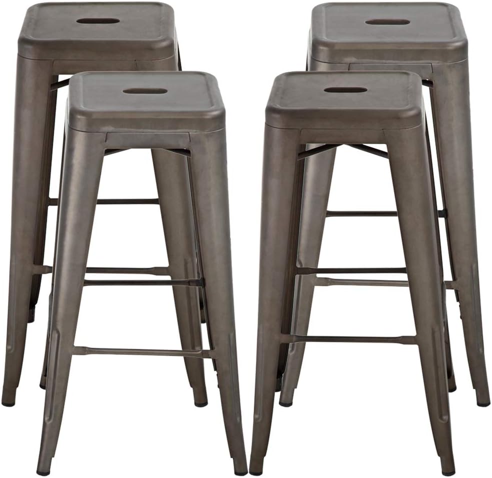 FDW 30 Inches Bar Stools Set of 4 Bar Stools Counter Height Metal Stool Patio Stool Stackable Barstools Kitchen Counter Stool Indoor/Outdoor Stool Metal Bar Stools Moden Dining Chairs