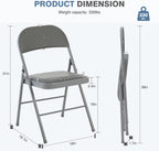 DUMOS 2 Pack Folding Chairs with Padded Cushion and Back - PU Leather Stackable Portable Dining Chairs Set, for Home and Office, Conference, Wedding, Party, Patio, Garden, for Indoor Outdoor, Grey
