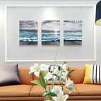 DZRWUBHS Wall Decorations For 3 Piece Framed Canvas Art Bedroom Office Decor Black &White Painting Blue Ocean Sea Wave Pictures Artwork Modern Beach Posters Home Decor,Blue Ocean Landscape Paintings