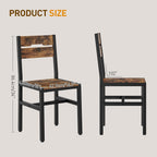 RALGEND Dining Chairs Set of 4, Rustic Wooden Kitchen Chairs with Backrests and Metal Frame, Modern Farmhouse Dinner Chairs for Kitchen, Easy Assembly, Living Room, Dining Room, Rustic Brown and Black