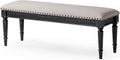 Maven Lane Elizabeth Traditional Wooden Upholstered Bench, Padded Seat for Kitchen Dining Room Table or Entryway in Antiqued Black Finish