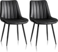CLIPOP Dining Chairs Set of 2, Faux Leather Dining Chairs with Upholstered Seat, High Back Comfy Cushion, Metal Leg, Accent Kitchen Side Chair for Living, Restaurant & Meeting Room, Black