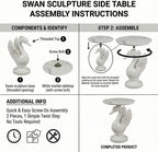 Sculptural Swan Head Side Table, Artistic Animal End Table with Faux Marble Top, Modern Accent Table for Living Room, Unique Home Decor Gift for Housewarming, 19.69" W x 25.5" H