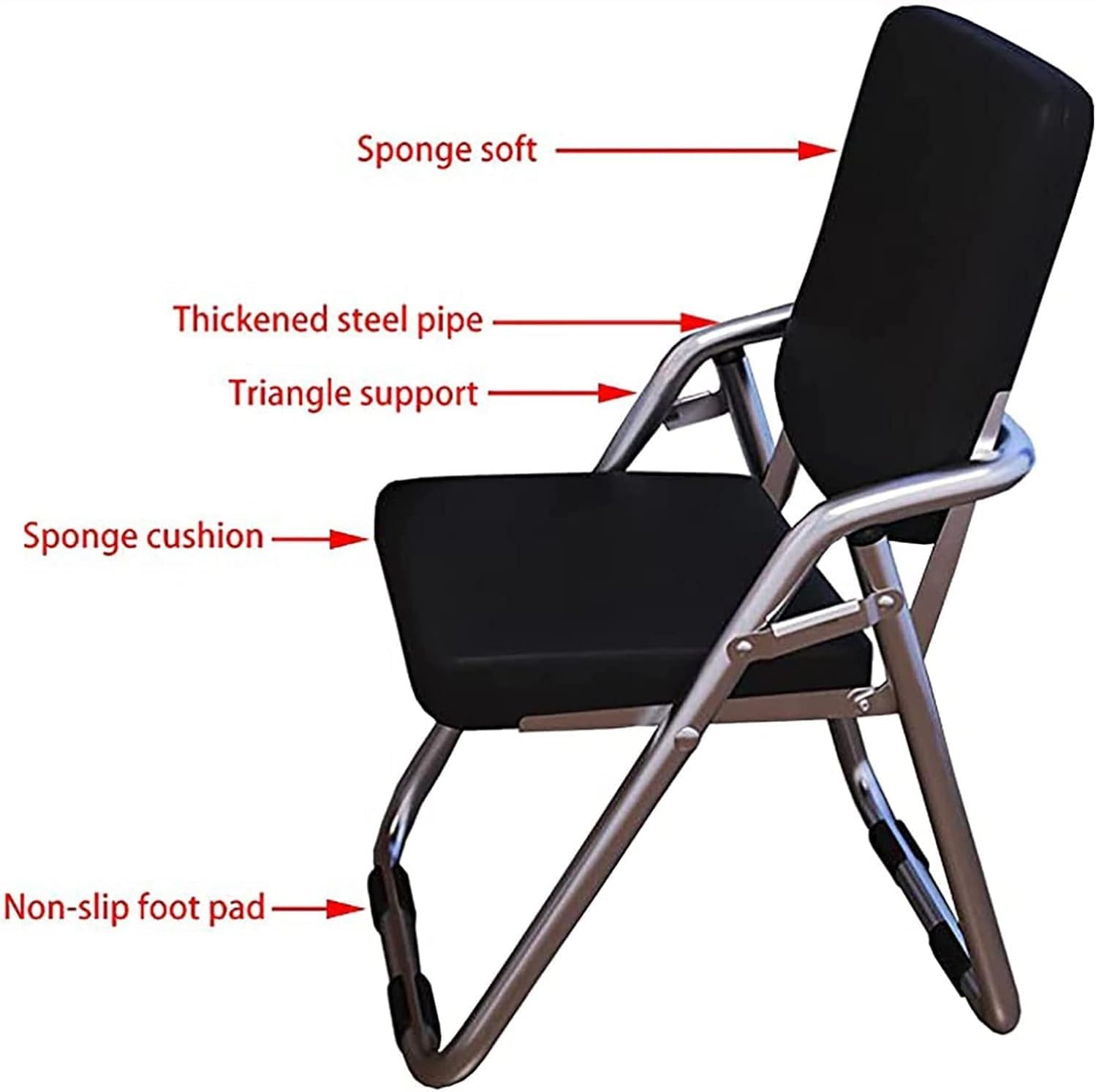 Portable Metal Foldable Chair with Padded Pu Leather Seat and Backrest Comfy Dining Folding Stool(Blue)