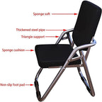 Portable Metal Folding Chair with Backrest and Padded Pu Leather Seat Comfy Dining Chair Foldable Stool(White)