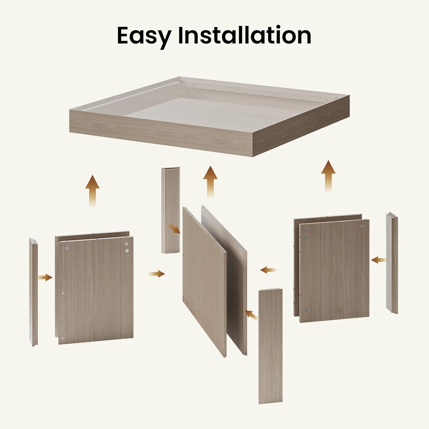 ModernMate 33.4 Inches Square Coffee Table for Living Room, Wood Center Table with a Large Tabletop and Wooden Pedestal Base for Apartments, Easy Assembly, Rectangle, White Oak Gray