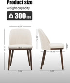 Upholstered Dining Chairs Set of 4 - Modern Dining Room Chairs, Mid-Back Restaurant Kitchen Chairs with Wooden Legs, Beige