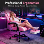 Video Gaming Chair, Ergonomic Computer Chair with Massage Lumbar Support, 90°-135° Reclining High Back Gaming Chair with Footrest, Adjustable Height 360° Swivel PU Leather Office Chair for Adults
