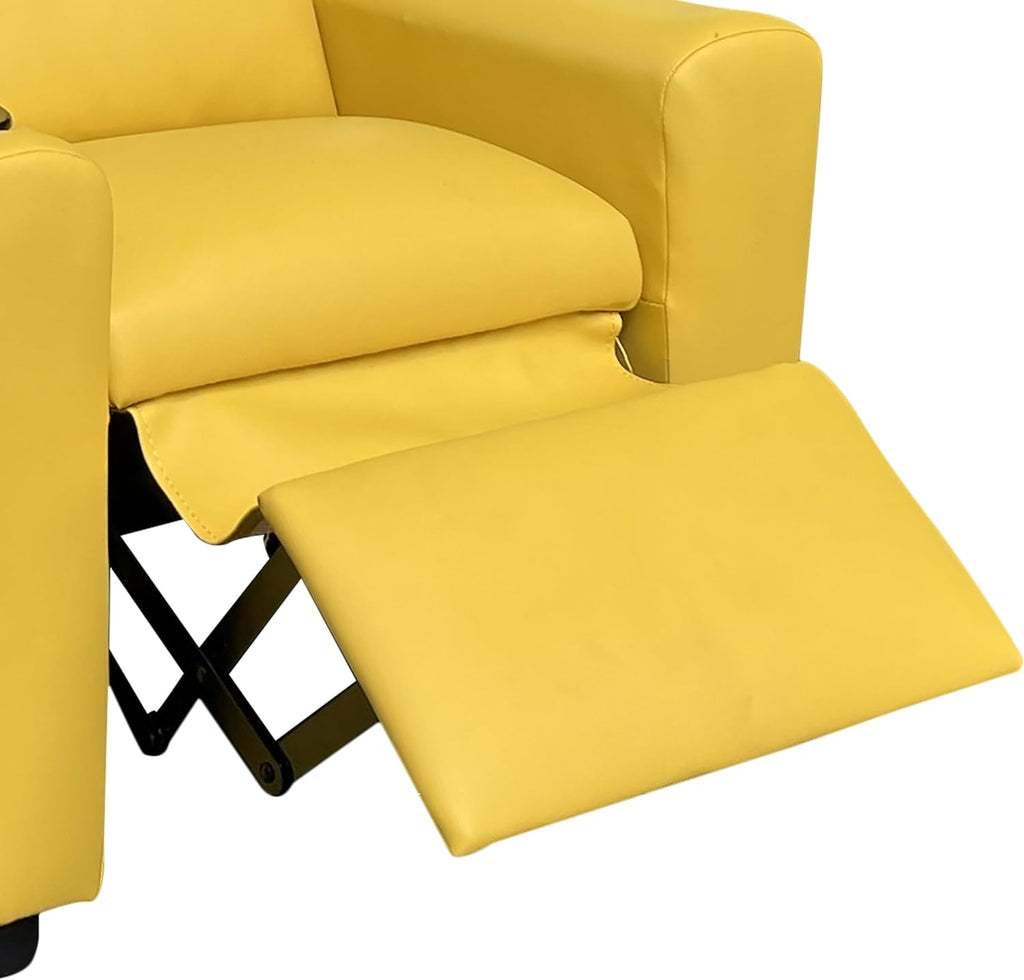 23" Yellow PU Leather Recliner Chair with Cupholder
