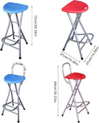 Portable Folding Stool with Footrest Heavy Duty Chair for Camping Fishing Kitchen Compact and Foldable(Blue,37 * 37 * 72CM)