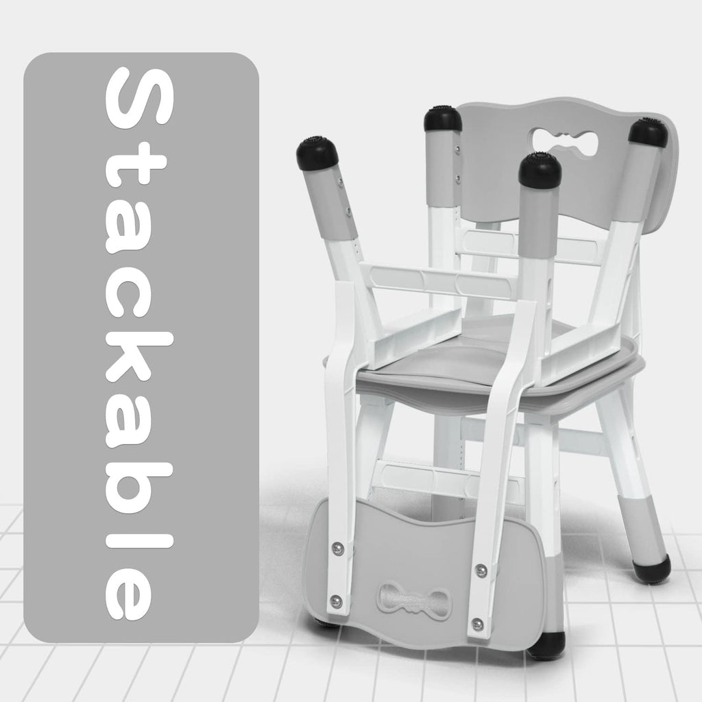 WHY TOYS Adjustable Kid Chairs Indoor 3 Level Adjustable Suitable for Children Age 2-6. Maximum Load-Bearing 220LBS Suitable for Family Classroom and Nursery Child Seat Set (2-Pack-Grey)