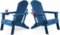 FUNBERRY Folding Adirondack Chair Set of 2, HDPE All Weather Fire Pit Chairs with Cup Holder for Outdoor