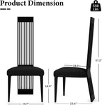 Modern Black Dining Chairs Set of 4, Upholstered High Back Dining Chairs with Stainless Steel Backrest and Legs, Luxury Dining Room Chairs for Kitchen Living Room Restaurant