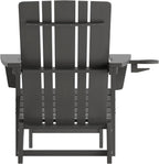 Flash Furniture Halifax Poly Resin Adirondack Chair with Cup Holder and Pull Out Ottoman, All-Weather Poly Resin Indoor/Outdoor Lounge Chair, Gray, Set of 1