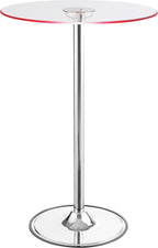 Chrome Glass Top LED Bar Table