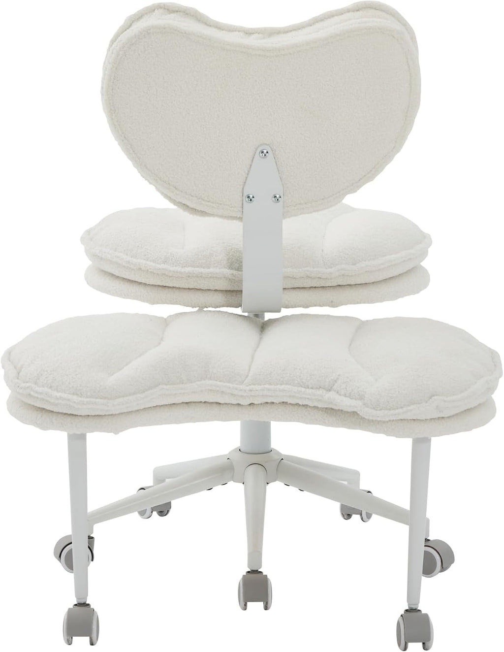 Meditation Chair Plus, Teddy Fleece Double-Layer Padding Cross Legged Rolling Chair for ADHD, Criss Cross Desk Chair with Lumbar Support, Adjustable Stool, Flexible for Fidgety Sitters, Ivory