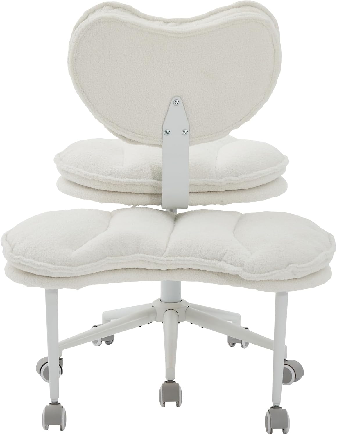 Meditation Chair Plus, Teddy Fleece Double-Layer Padding Cross Legged Rolling Chair for ADHD, Criss Cross Desk Chair with Lumbar Support, Adjustable Stool, Flexible for Fidgety Sitters, Ivory