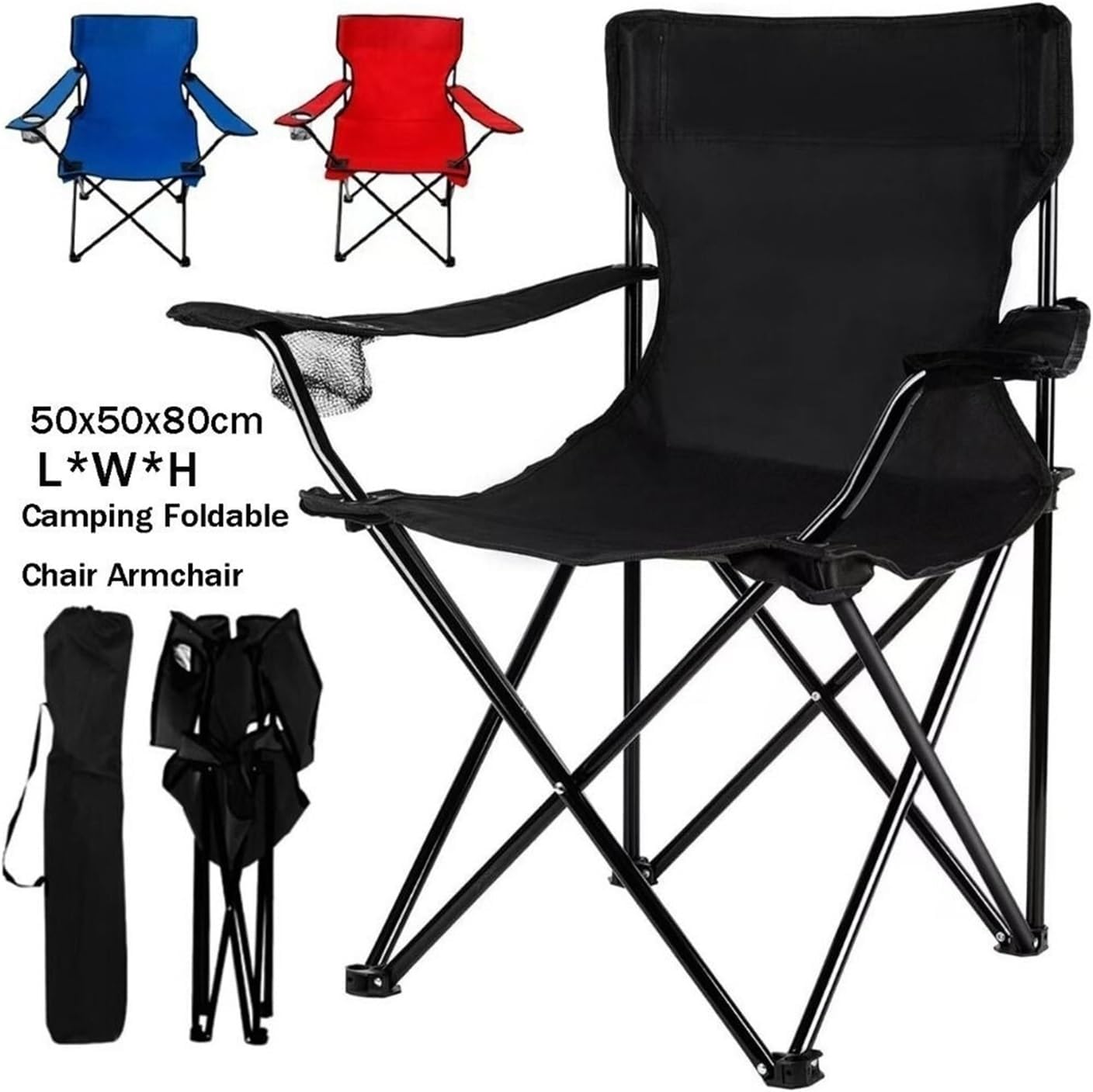 Foldable Portable Camping Armchair | Multicolor Design for Fishing Beach Lounge Outdoor Accessories(RDT300 with clamp)