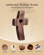 10-Pack Wooden Cross Fidget, Handmade Pocket Wood Crosses, Cross My Heart | Encouragement Gift, Relieve Anxiety for Yourself, Inspirational Easter Gift for Christian Faith, Prayer, Father Day Gifts