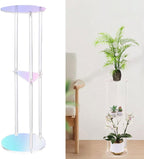 Acrylic Side Table, 3-Tier Modern End Table 20x20x60cm (7.9x7.9x23.6in) for Bedroom, Living Room, Office, Balcony